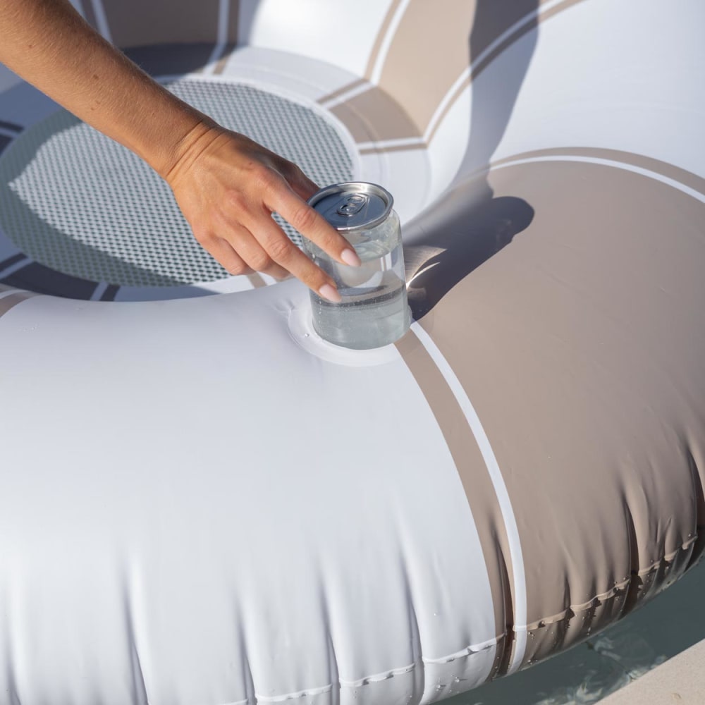 Bouée gonflable avec filet PVC donut beige — vue 4