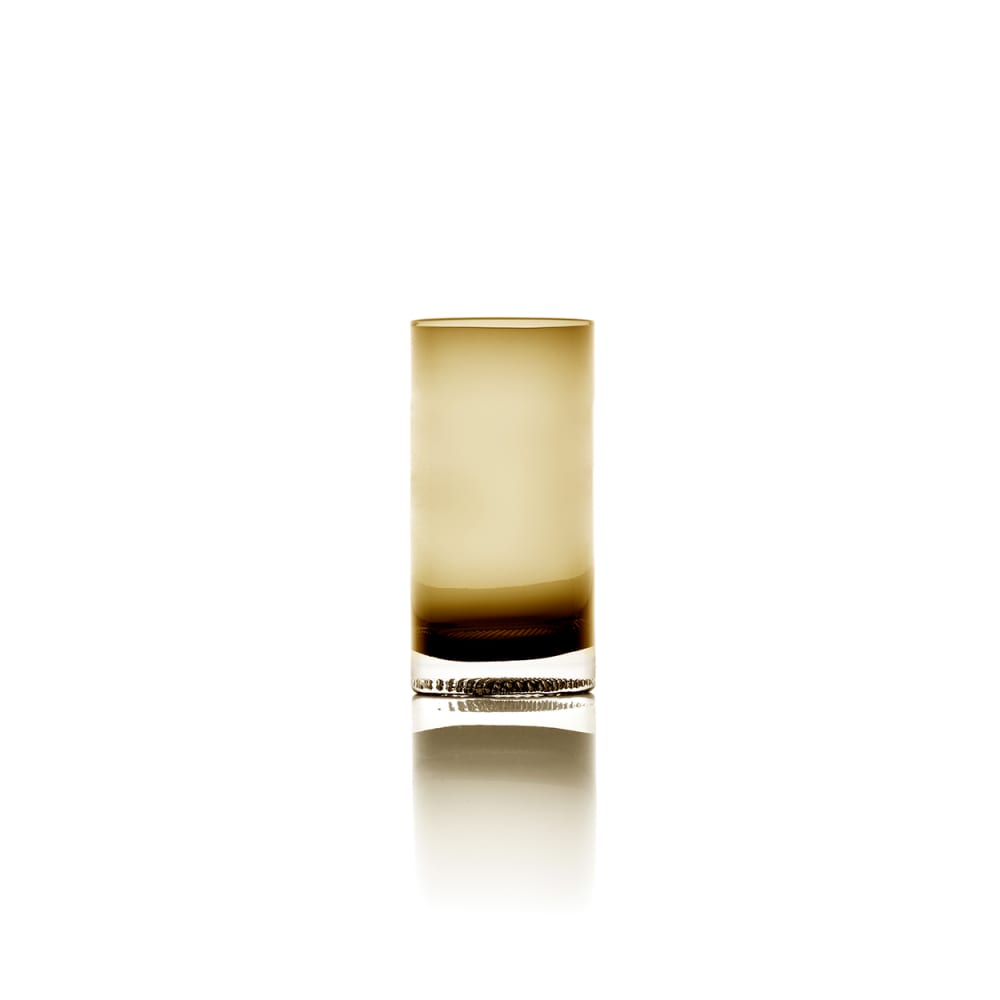 Verre haut en verre ambre 7,3x7,3x15,6cm