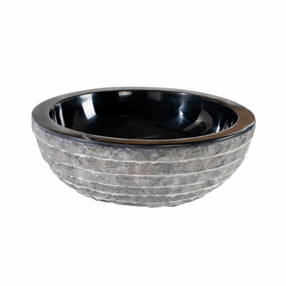 Vasque ronde en pierre à  poser noir 40cm