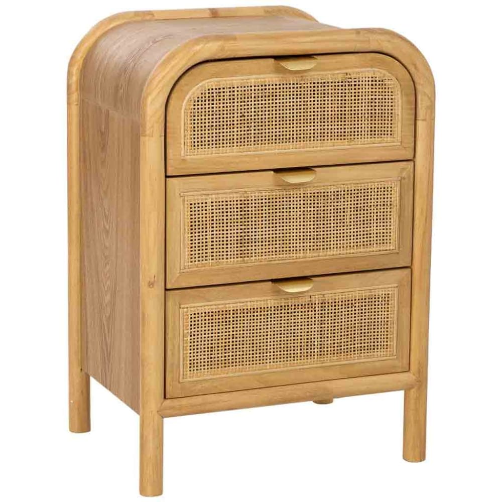 Table de chevet en bois et rotin marron 45x35x69h cm