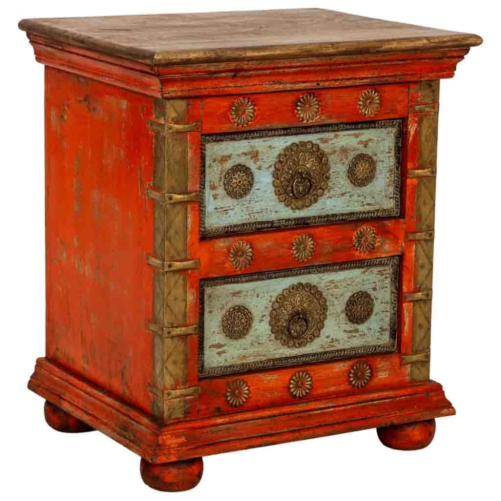 Table de chevet en bois rouge, fabriquée artisanalement, 50x40x59h cm