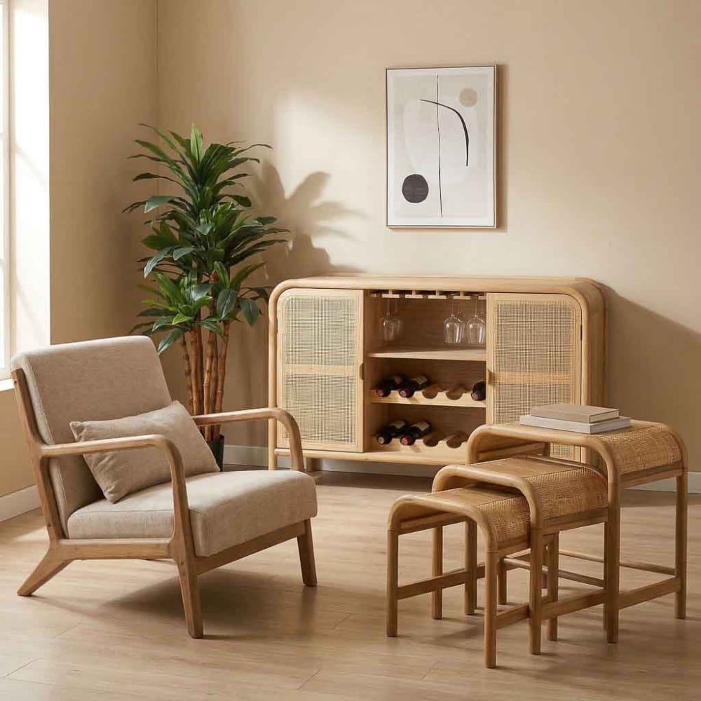 3-teiliges Tischset aus Holz, 60x40x57/ 51x36x51/42x32x42h cm,