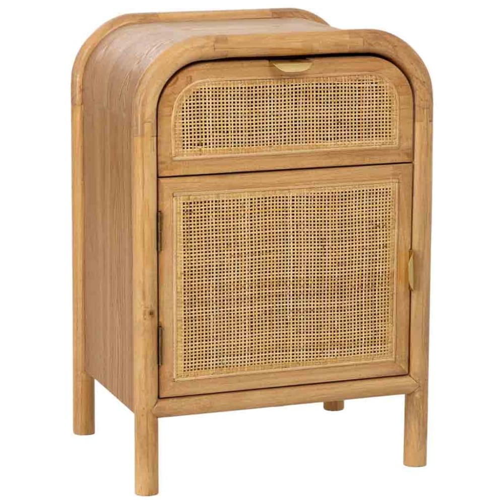 Table de chevet en bois et rotin marron 45x35x69h cm