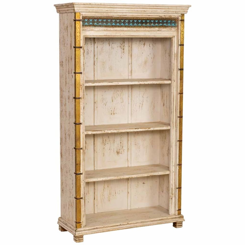 Bibliothèque artisanale en bois blanc 100x40x180h cm