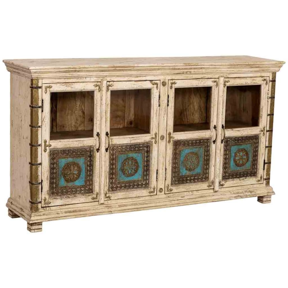 Buffet artisanal en bois blanc 170x40x90h cm