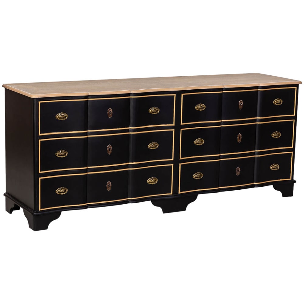 Buffet en bois noir 193x50x80h cm