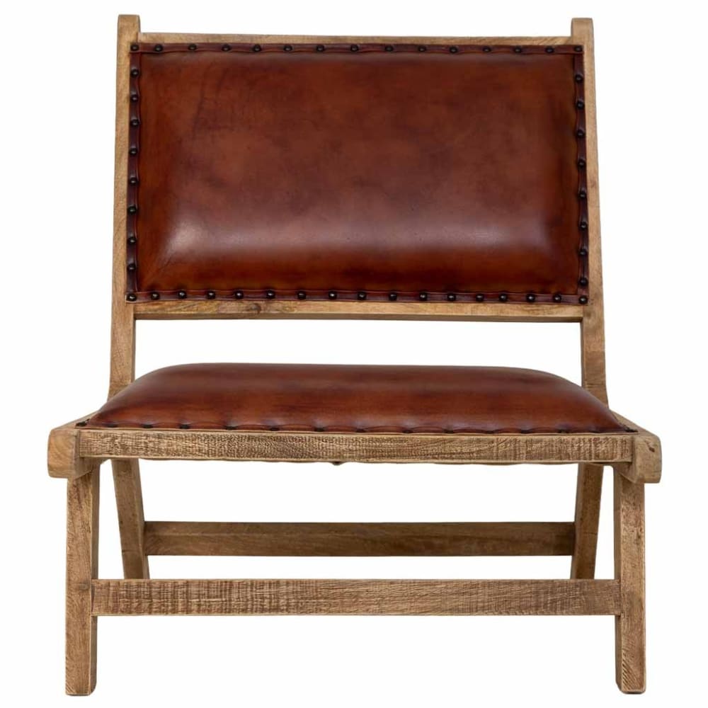 Banc de toilette en bois et cuir marron 65x78x81h cm