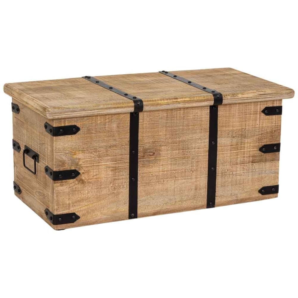 Baúl de madera marrón 80x40x36 cm