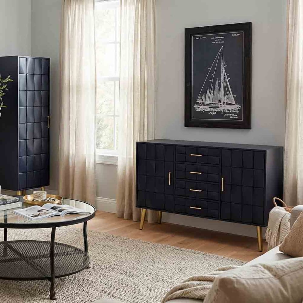 Holzsideboard schwarz 120x40.5x81h cm - Maisons Du Monde