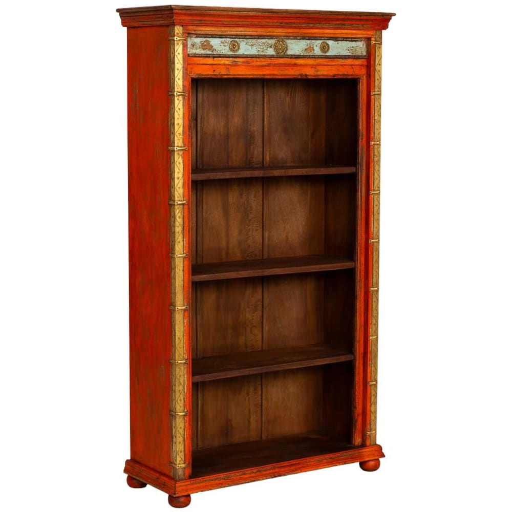 Bibliothèque en bois rouge, fabriquée artisanalement, 100x40x180h cm