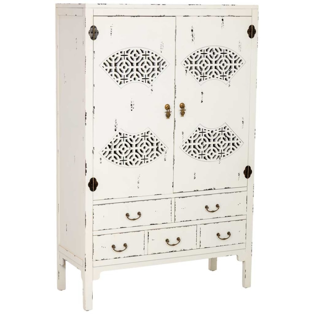 Armoire en bois blanc vieilli 96x40x150 cm (h)