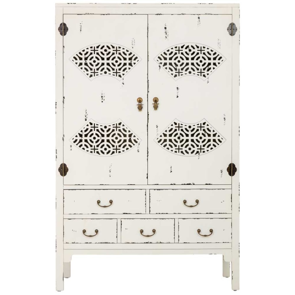 antiker Holzschrank, 96x40x150 cm (H), Weißer, - Maisons Du Monde