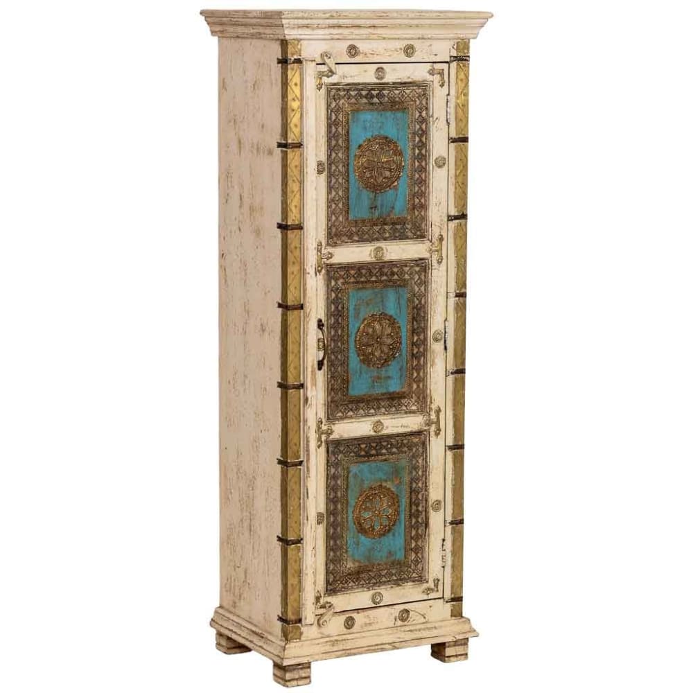 Armoire artisanale en bois blanc 53x40x149h cm