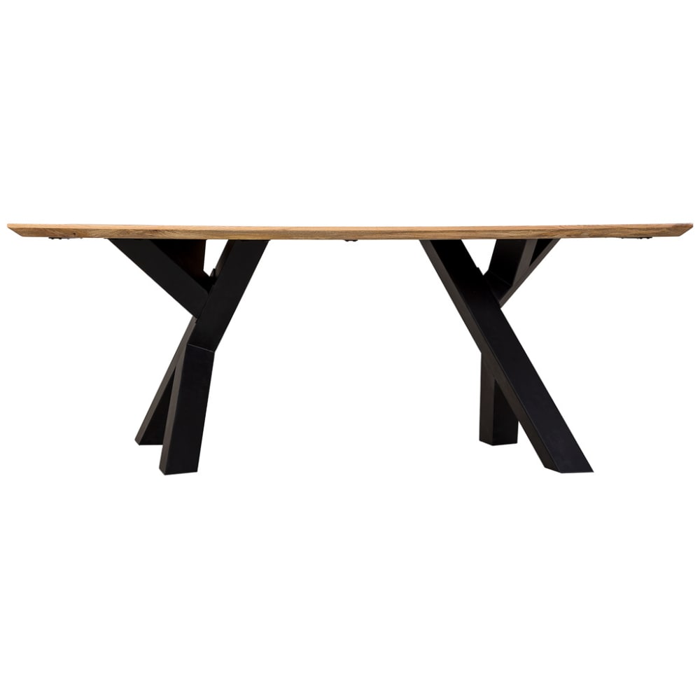 Table de salle à manger en bois marron et noir 200x100x76h cm