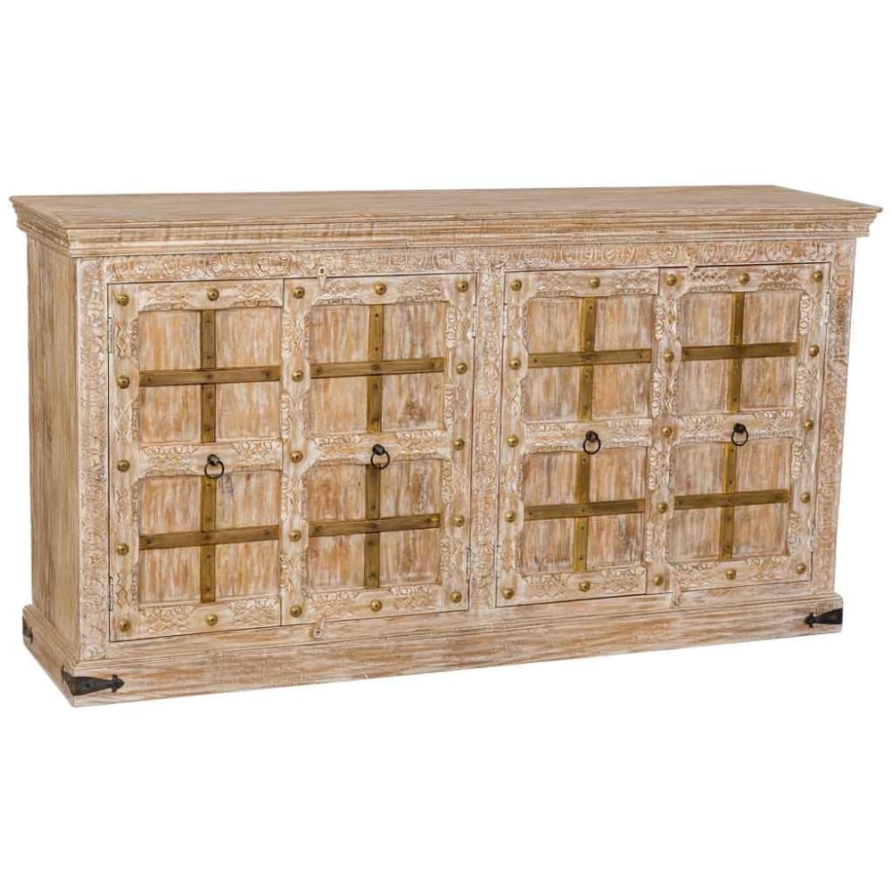 Wanderlust deco Holz-Sideboard, 180x46x96 cm (H), Weißes style exotic Braun Holz