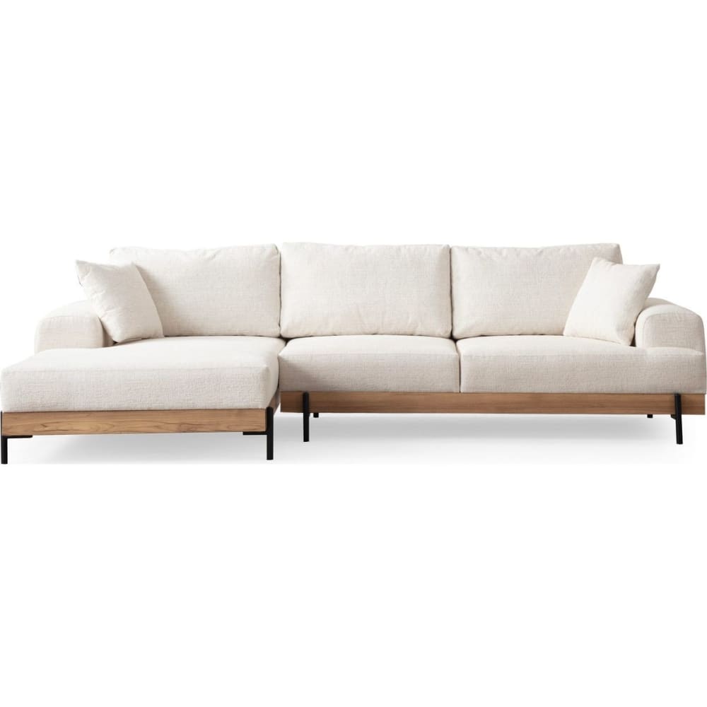 Canapé d'angle à gauche 4 places en tissu beige