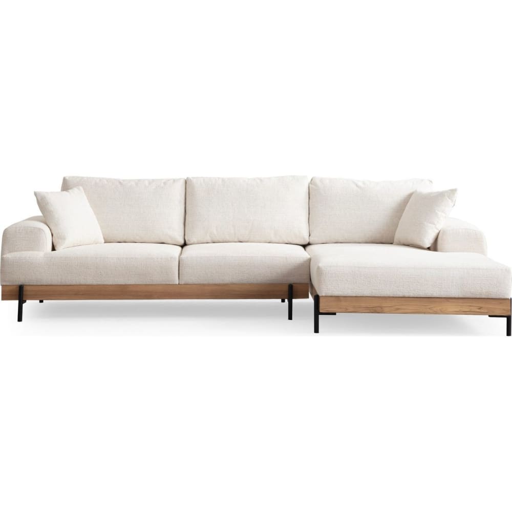 Canapé d'angle à droite 4 places en tissu beige