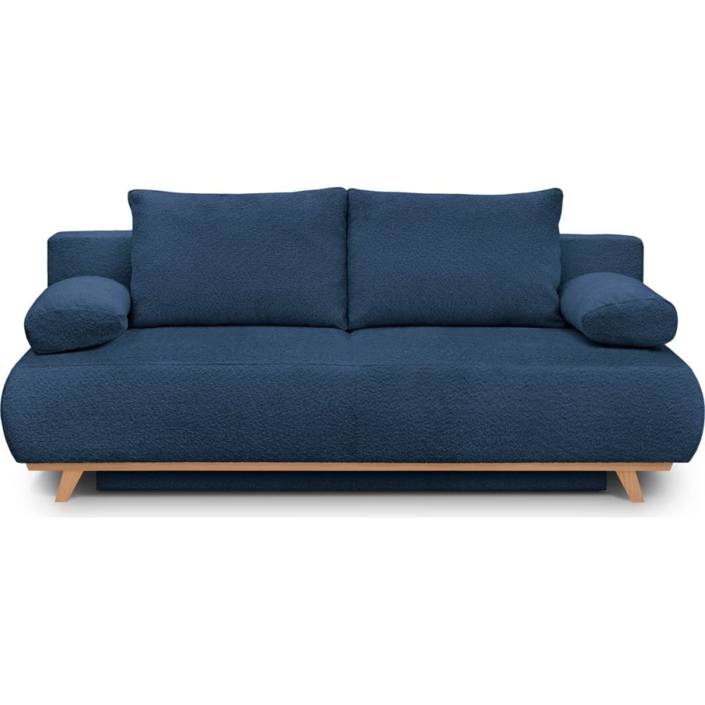 Canapé convertible 3 places avec coffre en tissu bouclé bleu foncé