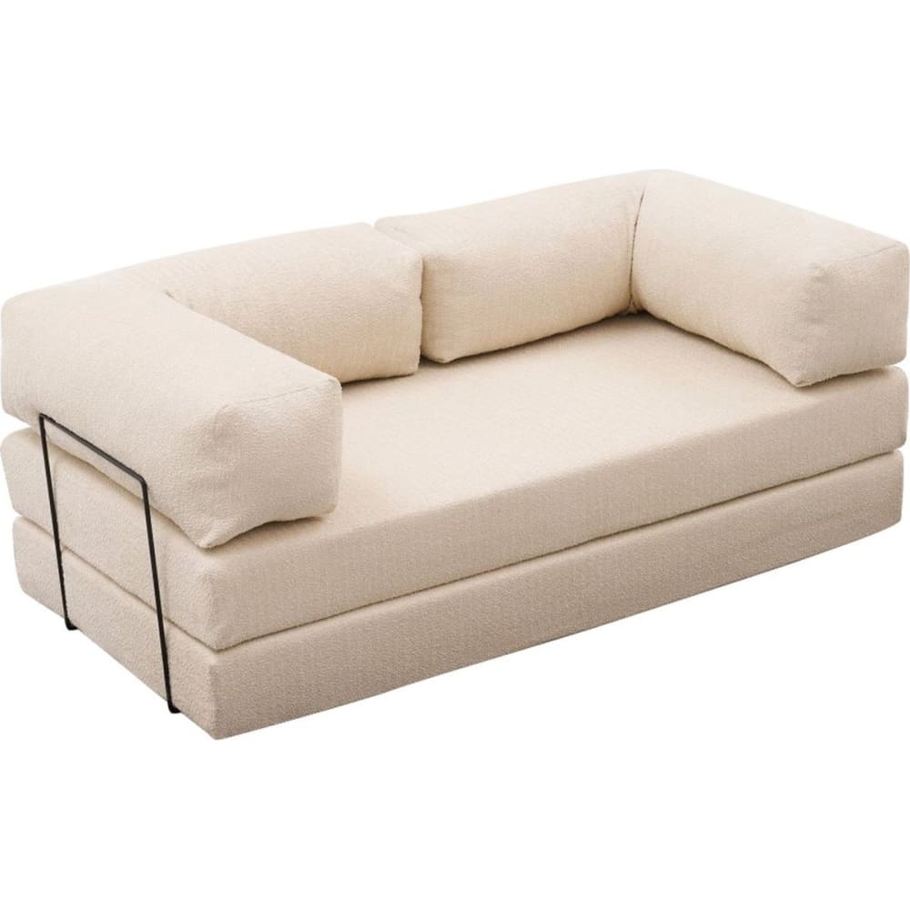 Canapé convertible 3 places en tissu bouclé beige Canapé convertible 3 places en tissu bouclé beige