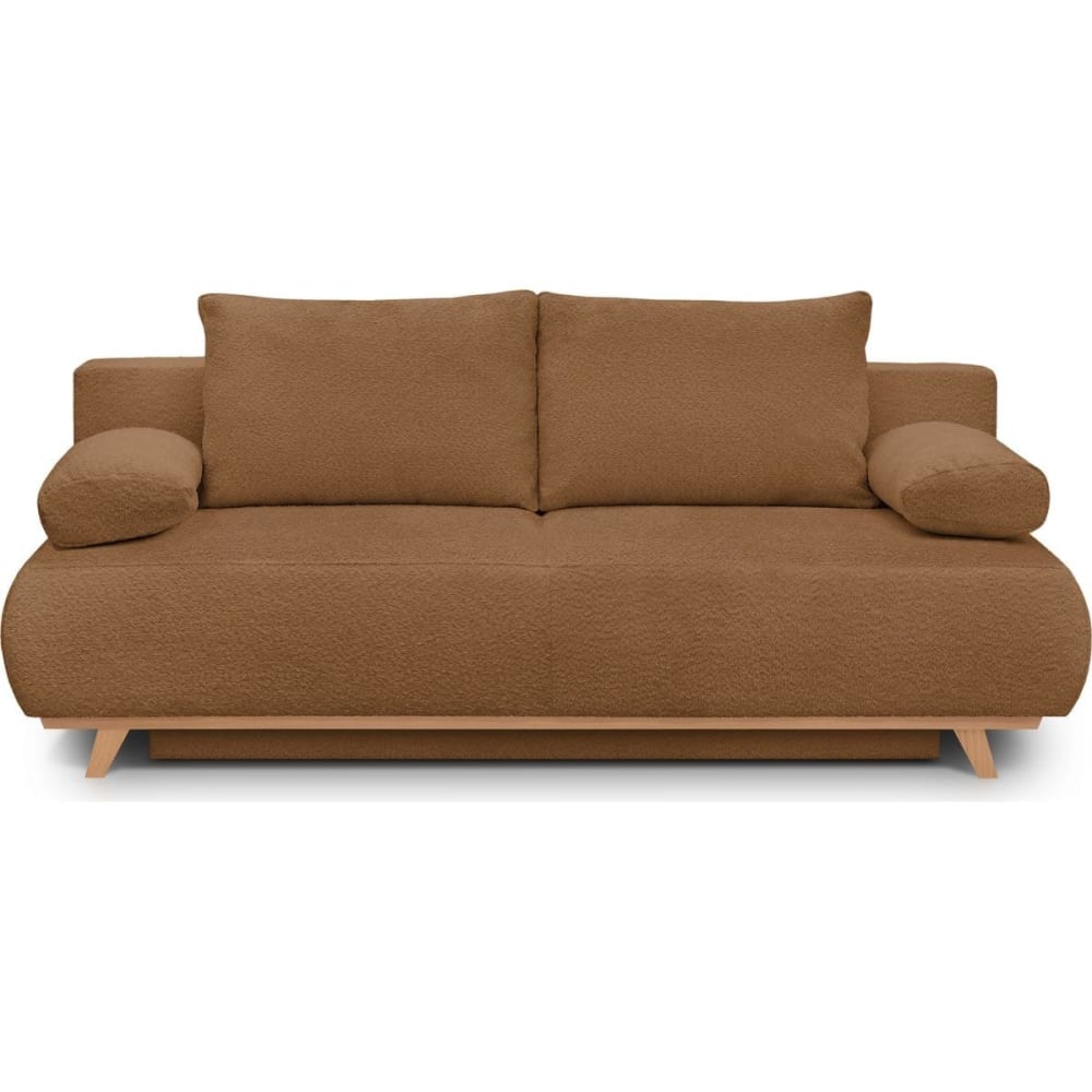 Canapé convertible 3 places avec coffre en tissu bouclé rouille