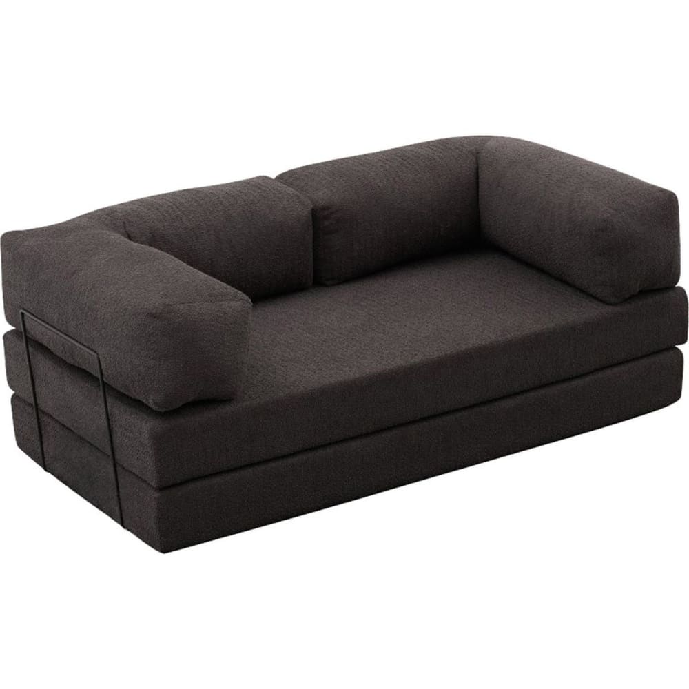 Canapé convertible 3 places en tissu bouclé gris anthracite Canapé convertible 3 places en tissu bouclé gris anthracite