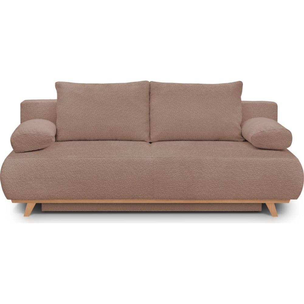 Canapé convertible 3 places avec coffre en tissu bouclé rose poudré