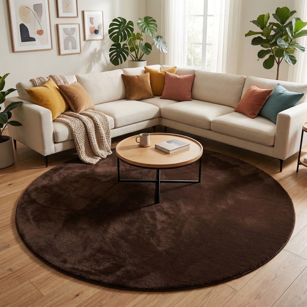 Kunstfellteppich Soft Rund, creme 120x120 cm - Maisons Du Monde