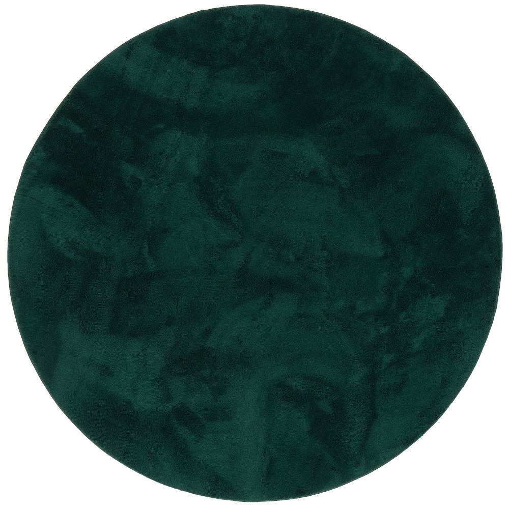 Pergamon Kunstfellteppich Soft Rund, dunkelgrün 200x200 cm - Pes - Polyester