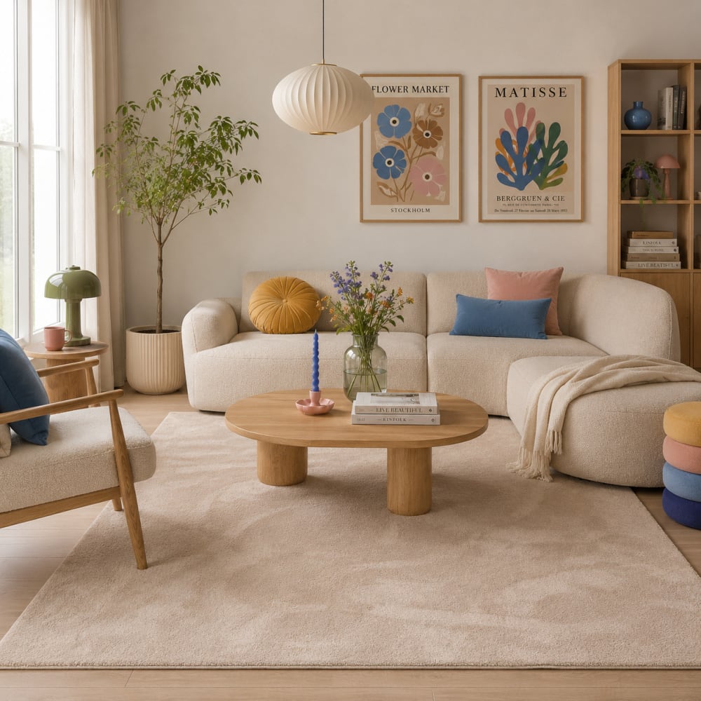 Tapis en fausse fourrure uni beige 120x170 cm — vue 3