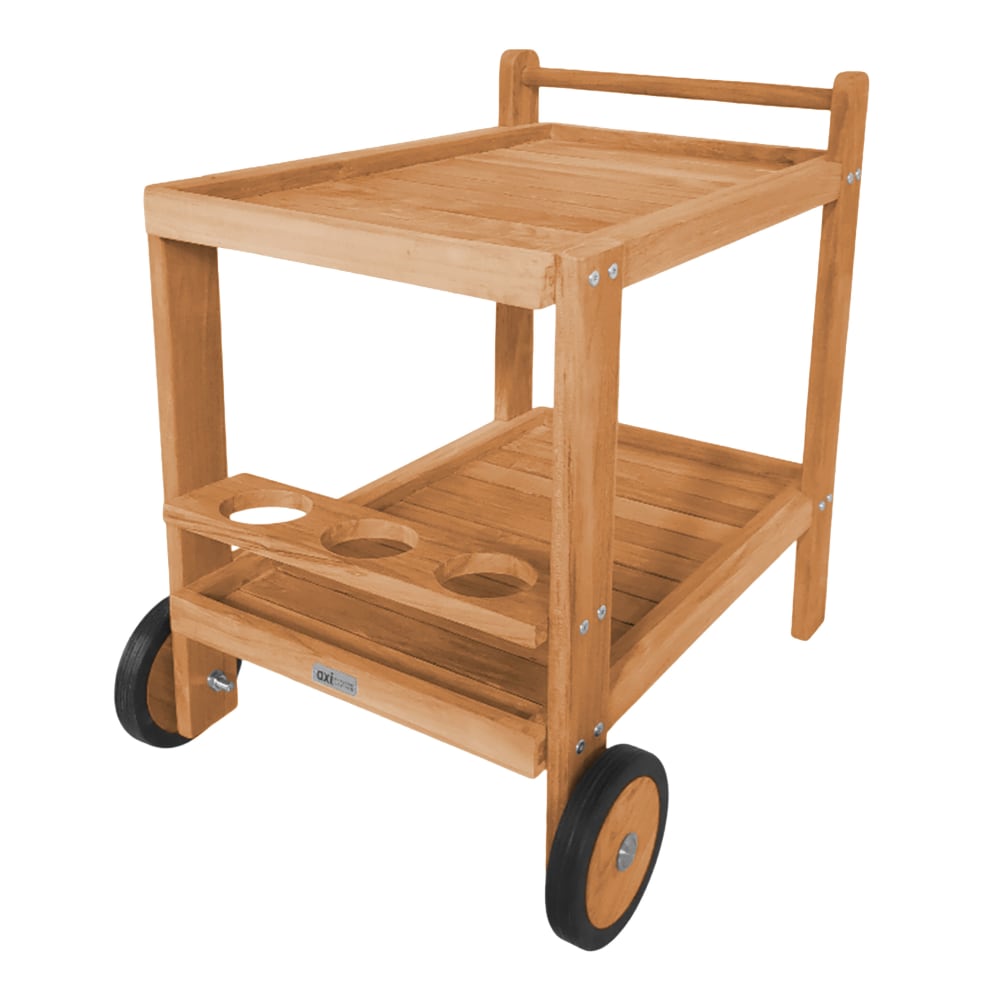 Axi Servierwagen mit Ablageflächen & Flaschenhalter, Teak style modern Braun Holz