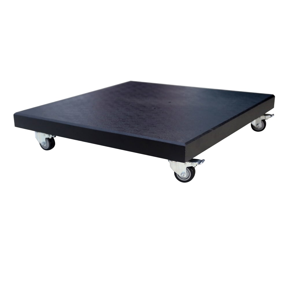 Pied de parasol en granit avec roulettes - noir