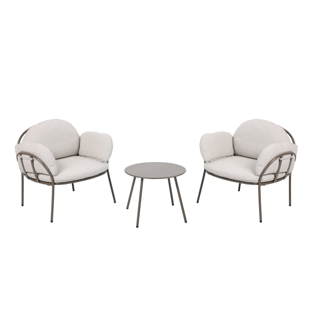 Ensemble lounge table et 2 fauteuils, 2 personnes, beige