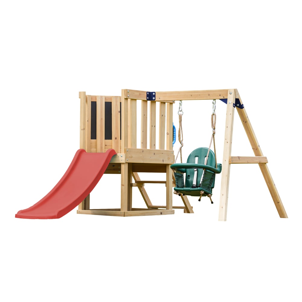 Axi Klettergerüst mit Babyschaukel und Kletterwand - Rutsche in Rot style modern Rot Holz