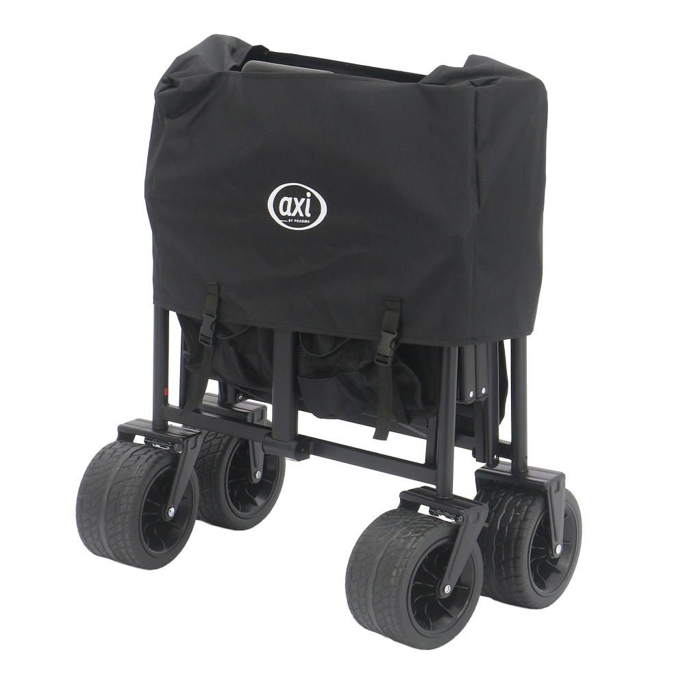 Faltbarer Bollerwagen mit Dach in Schwarz - 118 x 61 x 115 cm -
