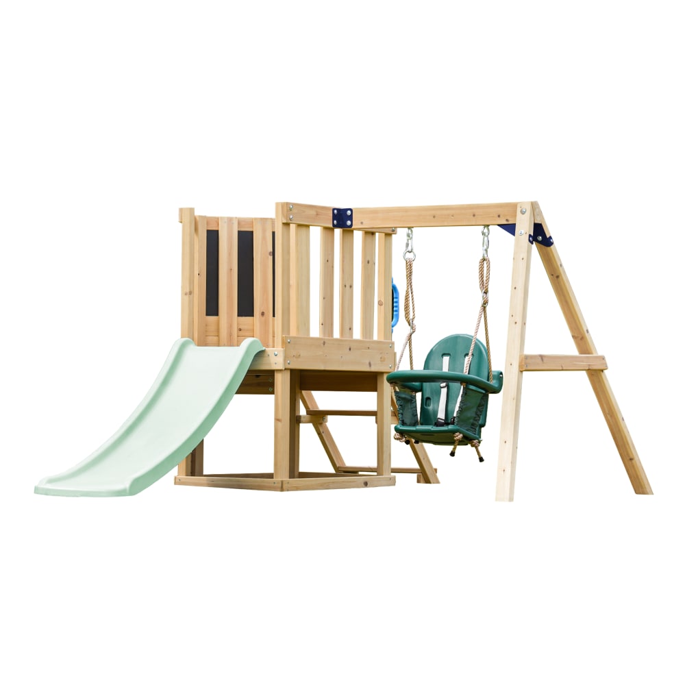 Axi Klettergerüst mit Babyschaukel/Kletterwand - Rutsche Pastellgrün style modern - Holz