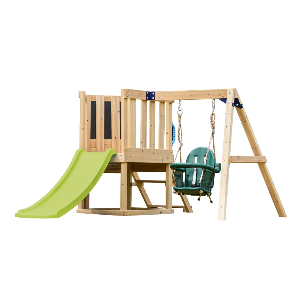 Axi Klettergerüst mit Babyschaukel und Kletterwand - Rutsche in Hellgrün style modern - Holz