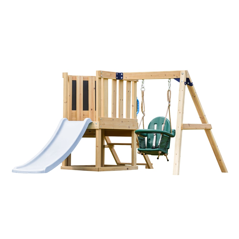 Axi Klettergerüst mit Babyschaukel/Kletterwand - Rutsche Pastellblau style modern - Holz