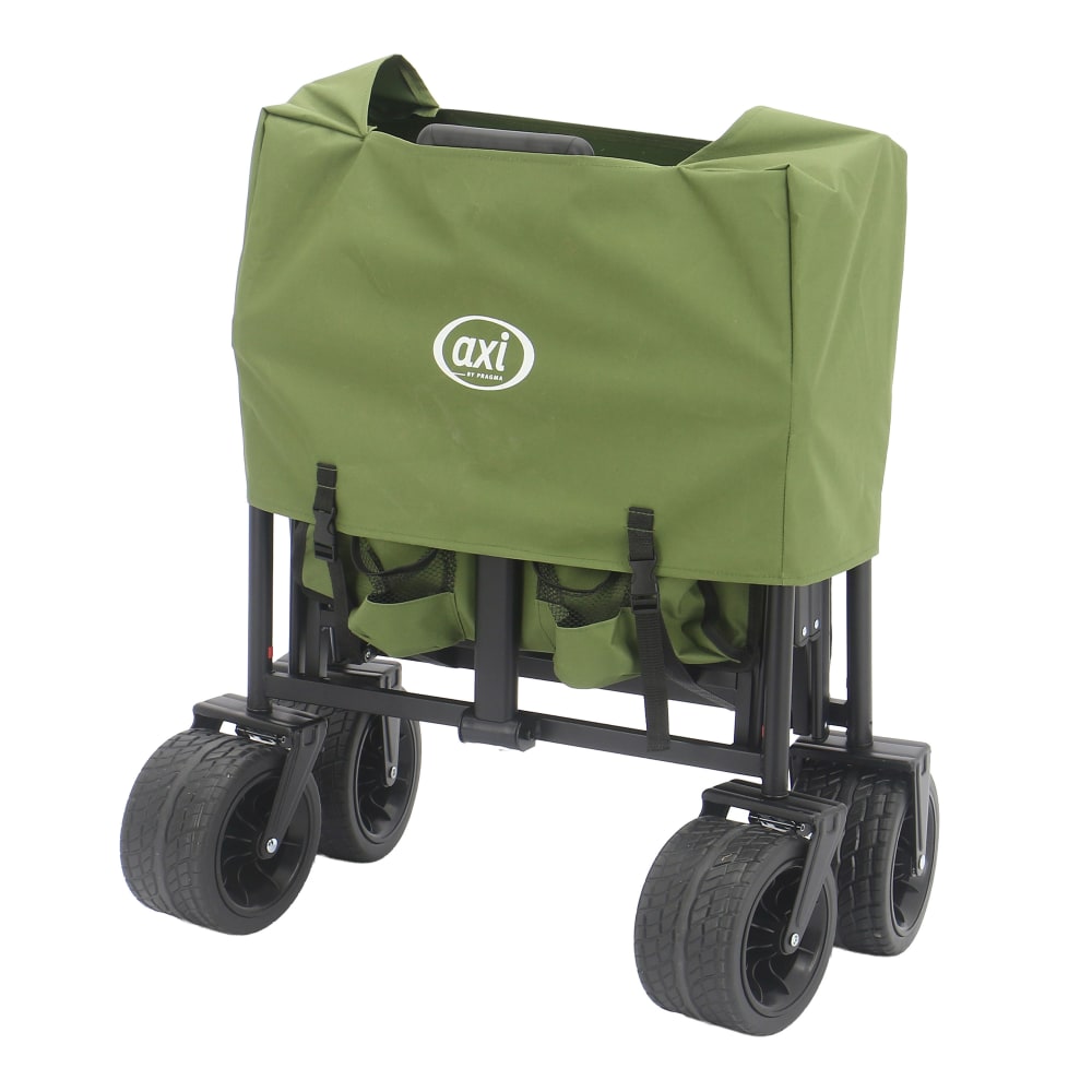 Faltbarer Bollerwagen mit Dach in Grün - 118 x 61 x 115 cm -