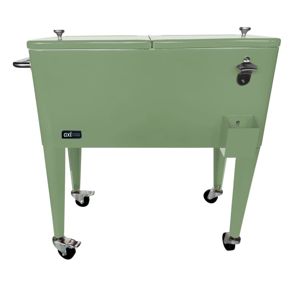 Glacière à roulettes, couleur verte, métal 76 litres