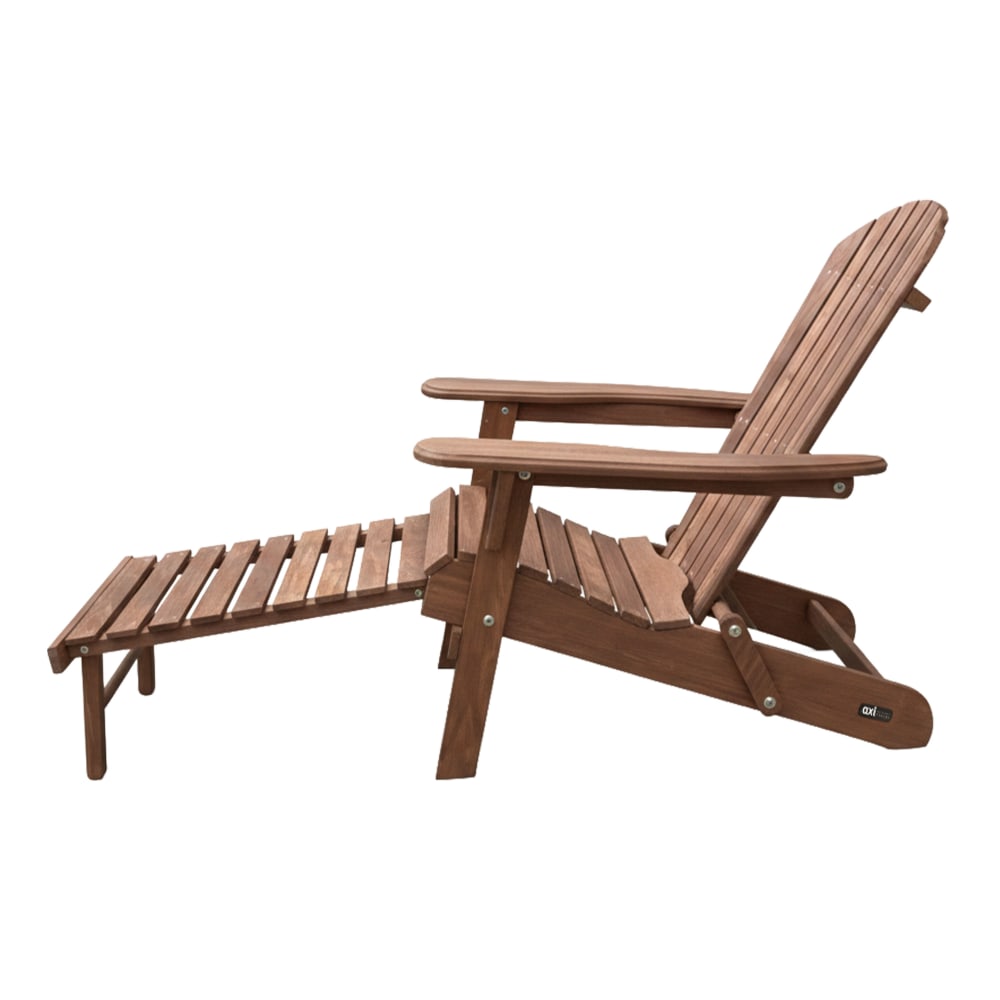 Chaise Adirondack avec repose-pied en bois, brun café