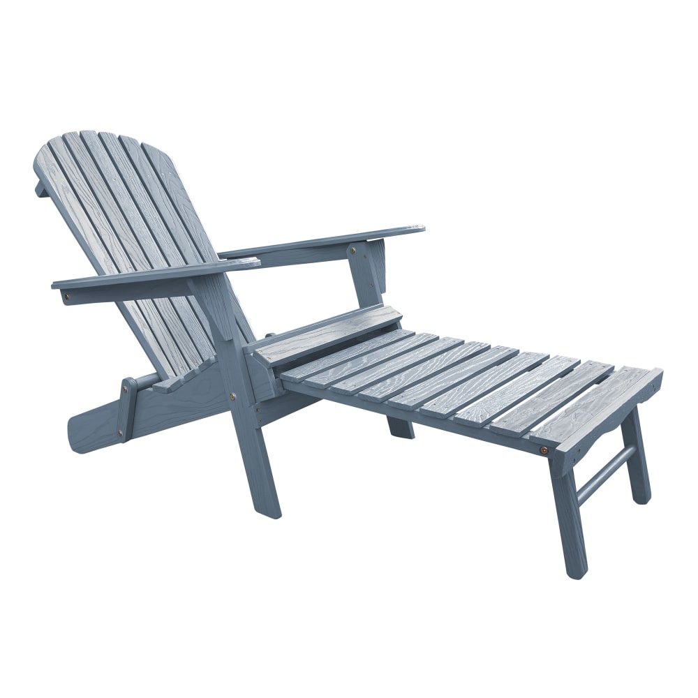 Chaise Adirondack avec repose-pied en bois, grise foncé
