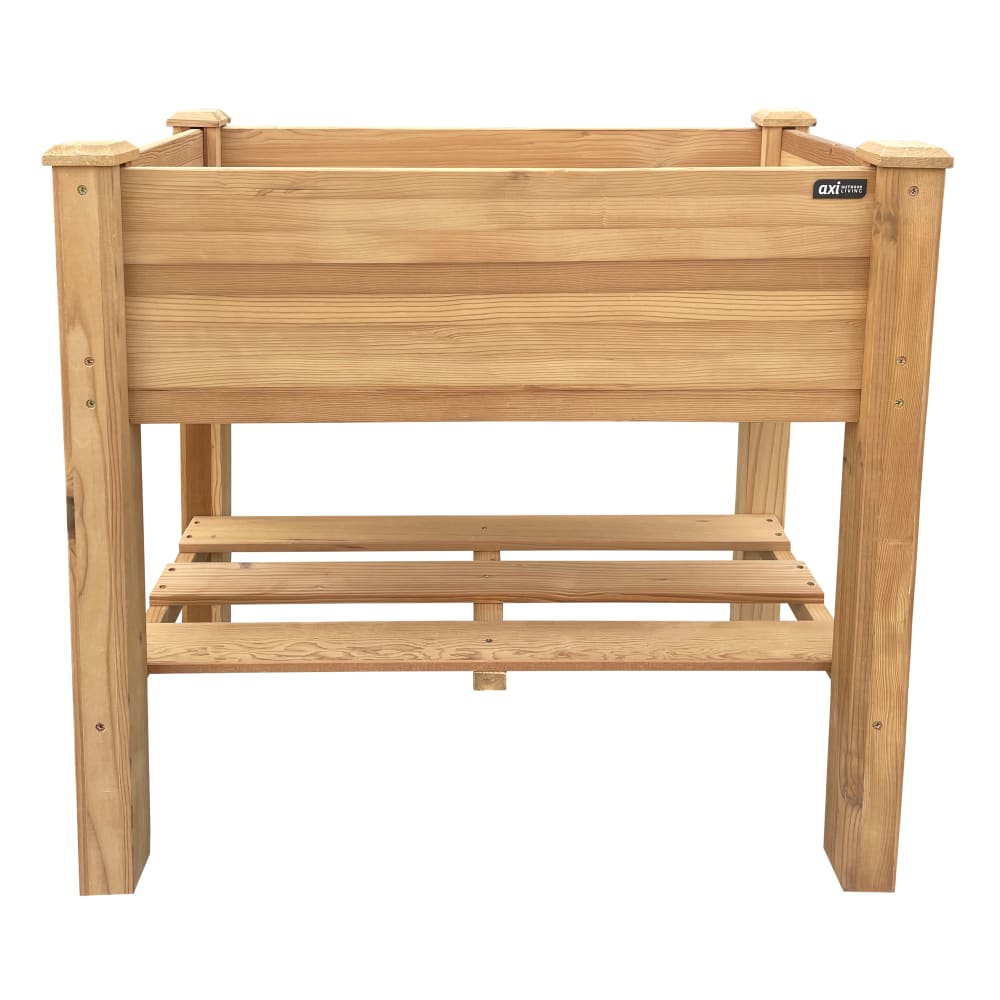 Jardinière surélevée avec tablette de rangement - bois - marron