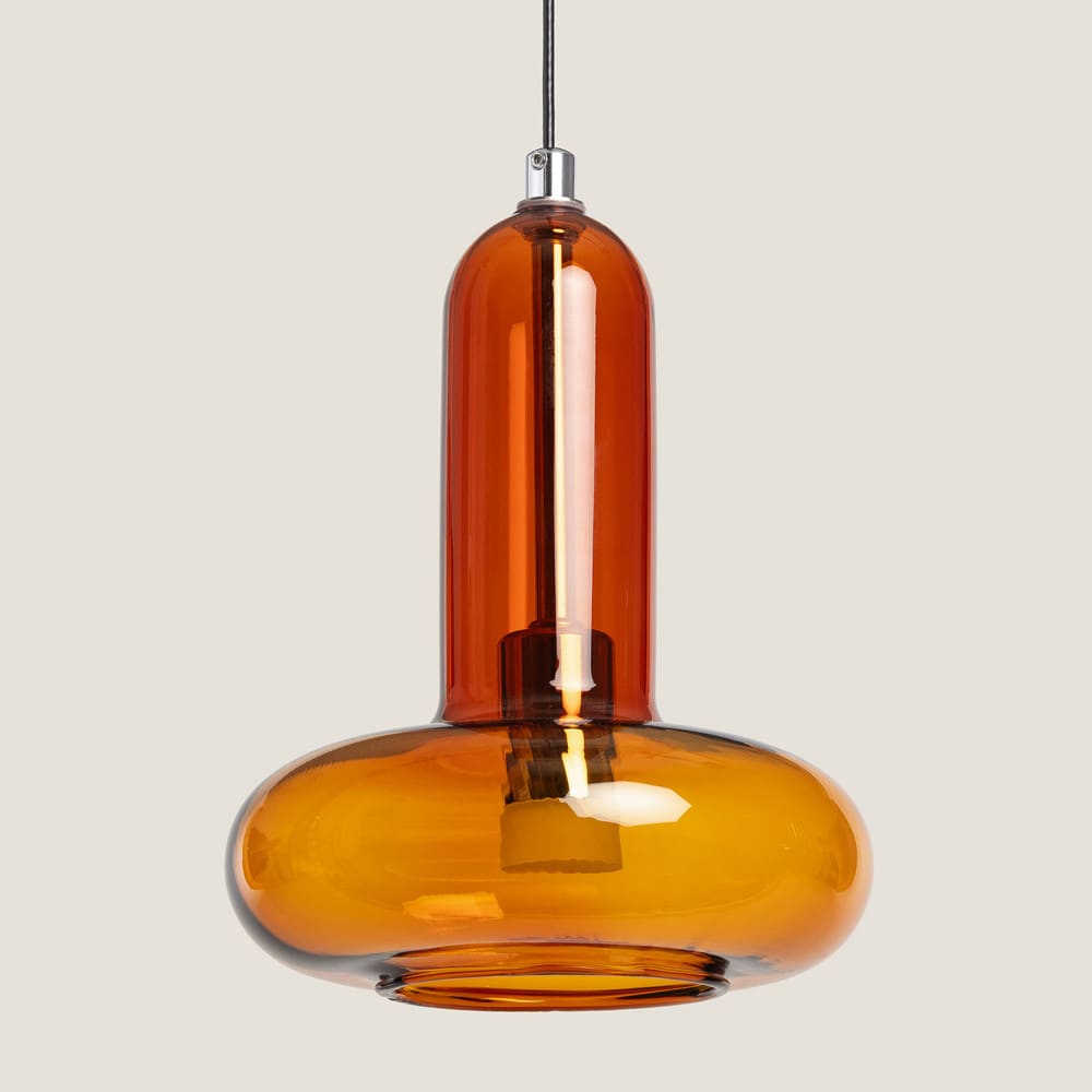 Suspension en verre avec led intégrée ø15cm - orange — vue 4