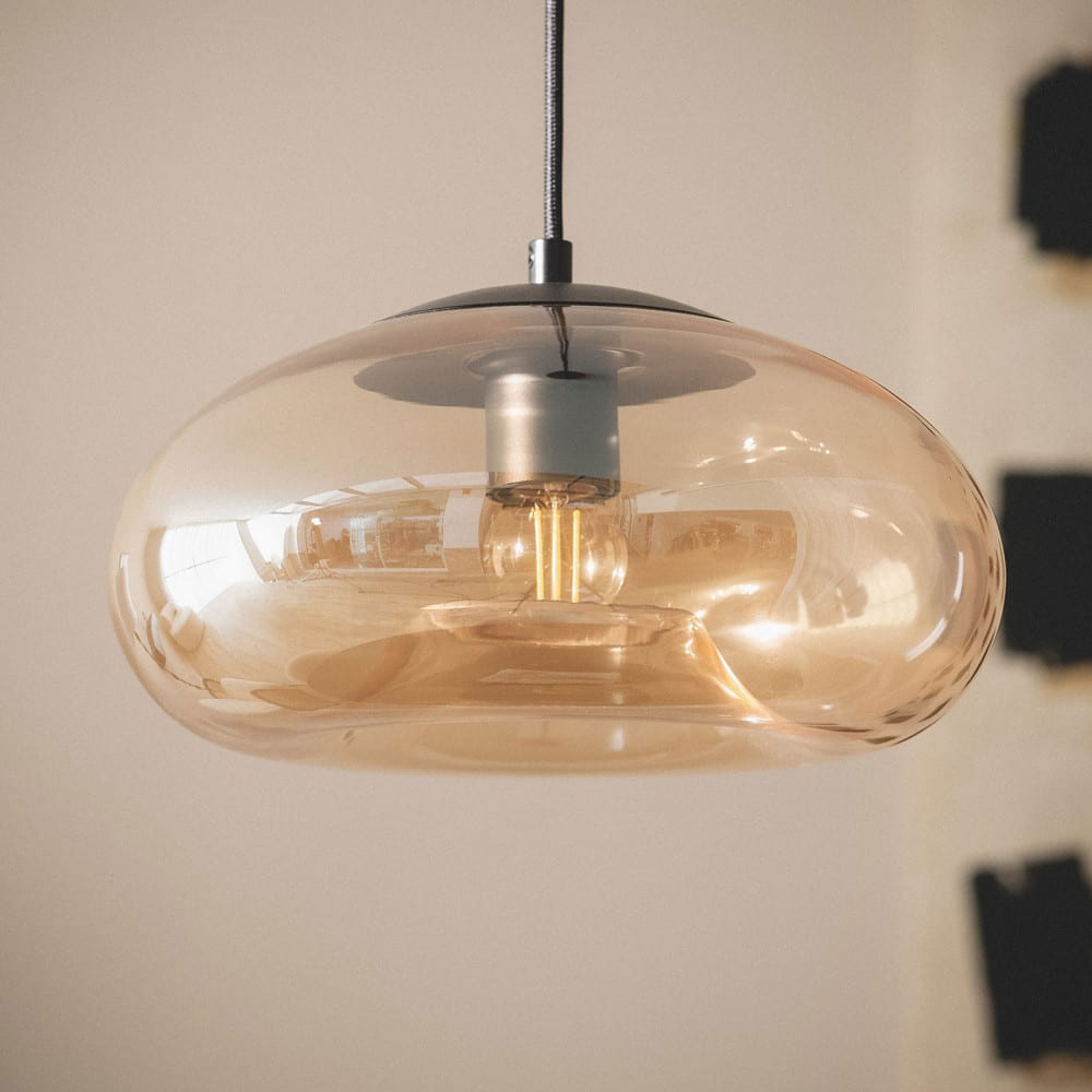 Suspension ronde en verre ø28cm - verre ambré — vue 3