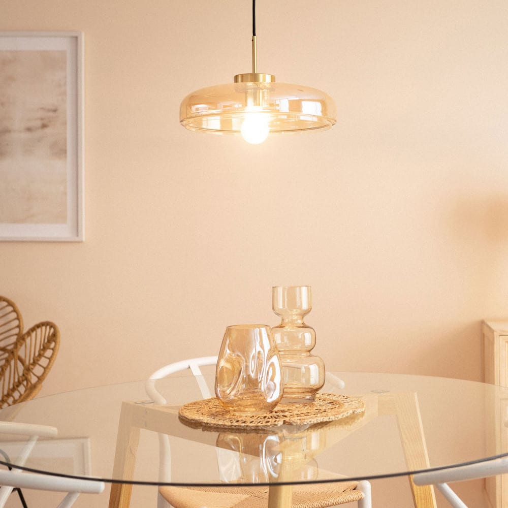 Suspension ronde en verre ø34cm - verre ambré — vue 3