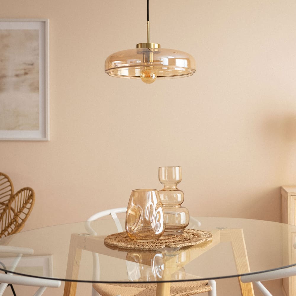 Suspension ronde en verre ø34cm - verre ambré — vue 4