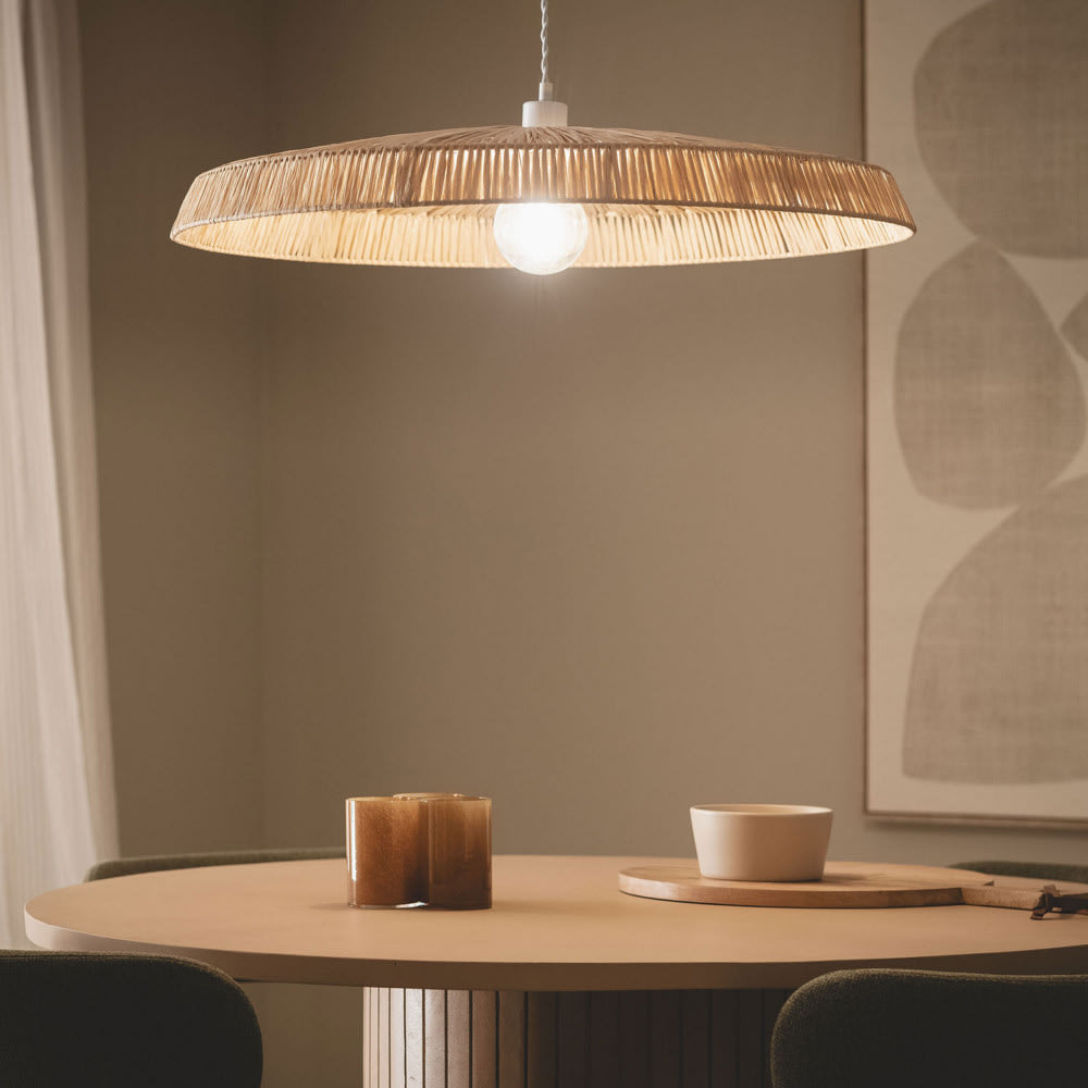 Suspension ronde en raphia ø75cm - bois clair — vue 3