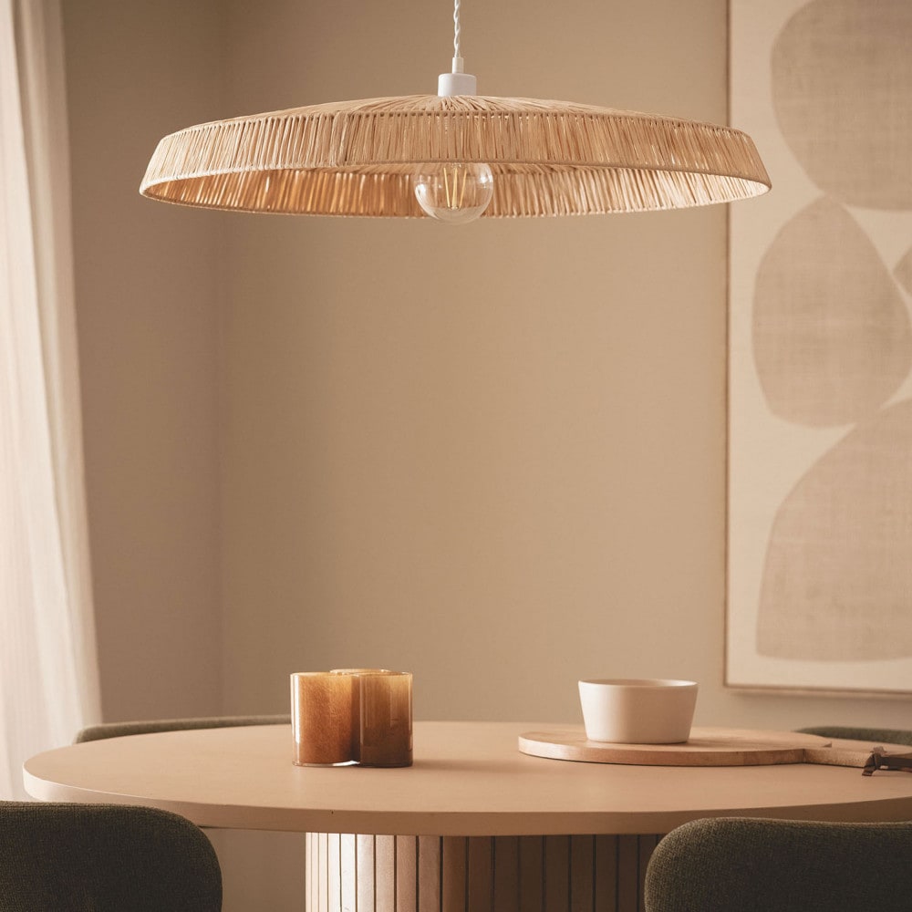 Suspension ronde en raphia ø75cm - bois clair — vue 4