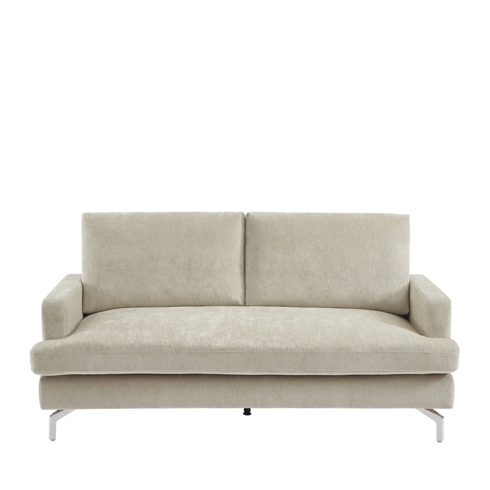 Canapé 3 places en tissu pieds chrome - Beige
