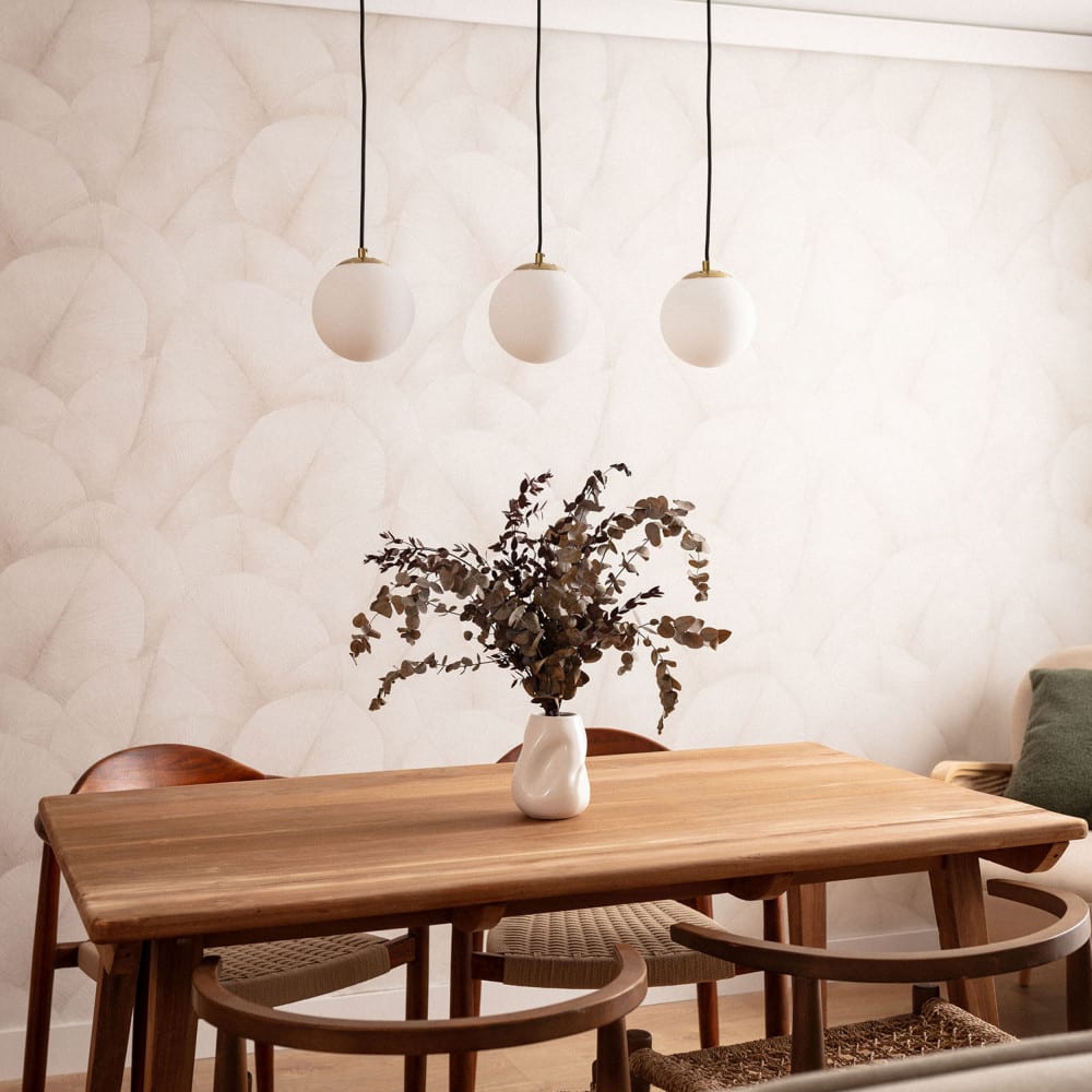 Suspension avec 3 points lumineux en verre - laiton — vue 4
